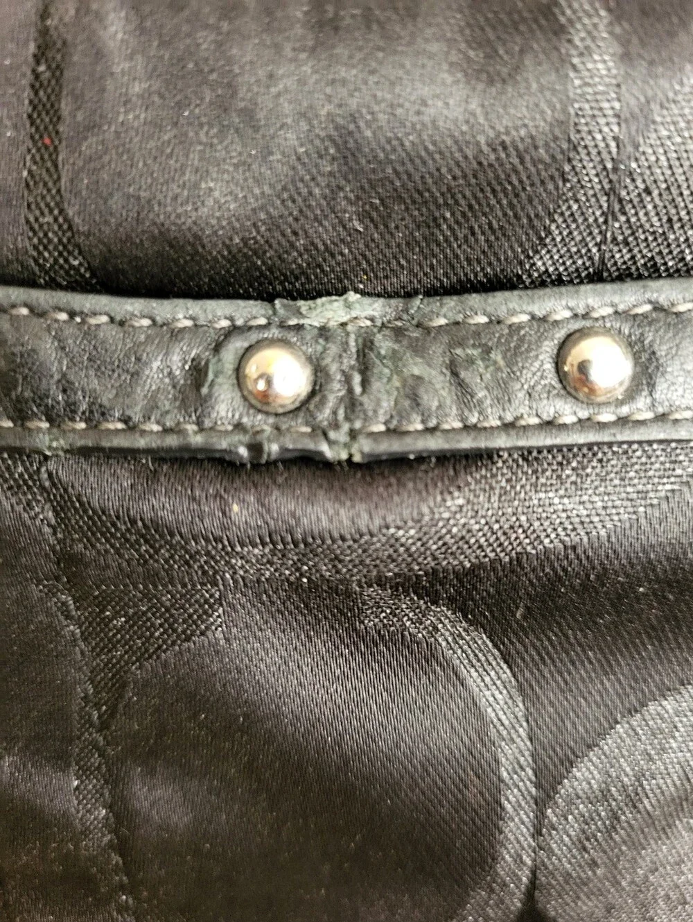 Coach Black Signature Stripe Studded Shimmer File Crossbody Bag